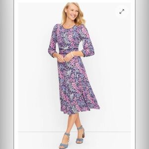 Talbots size 6 floral garden fit and flare midi dress